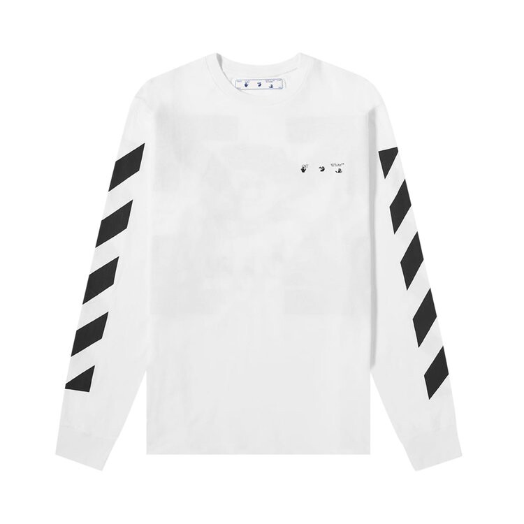 

Лонгслив Off-White Long-Sleeve Diagonal Pencil Arch Tee 'White/Black', белый