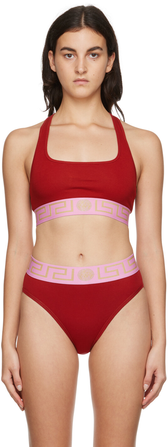 

Красный бюстгальтер с каймой Greca Versace Underwear