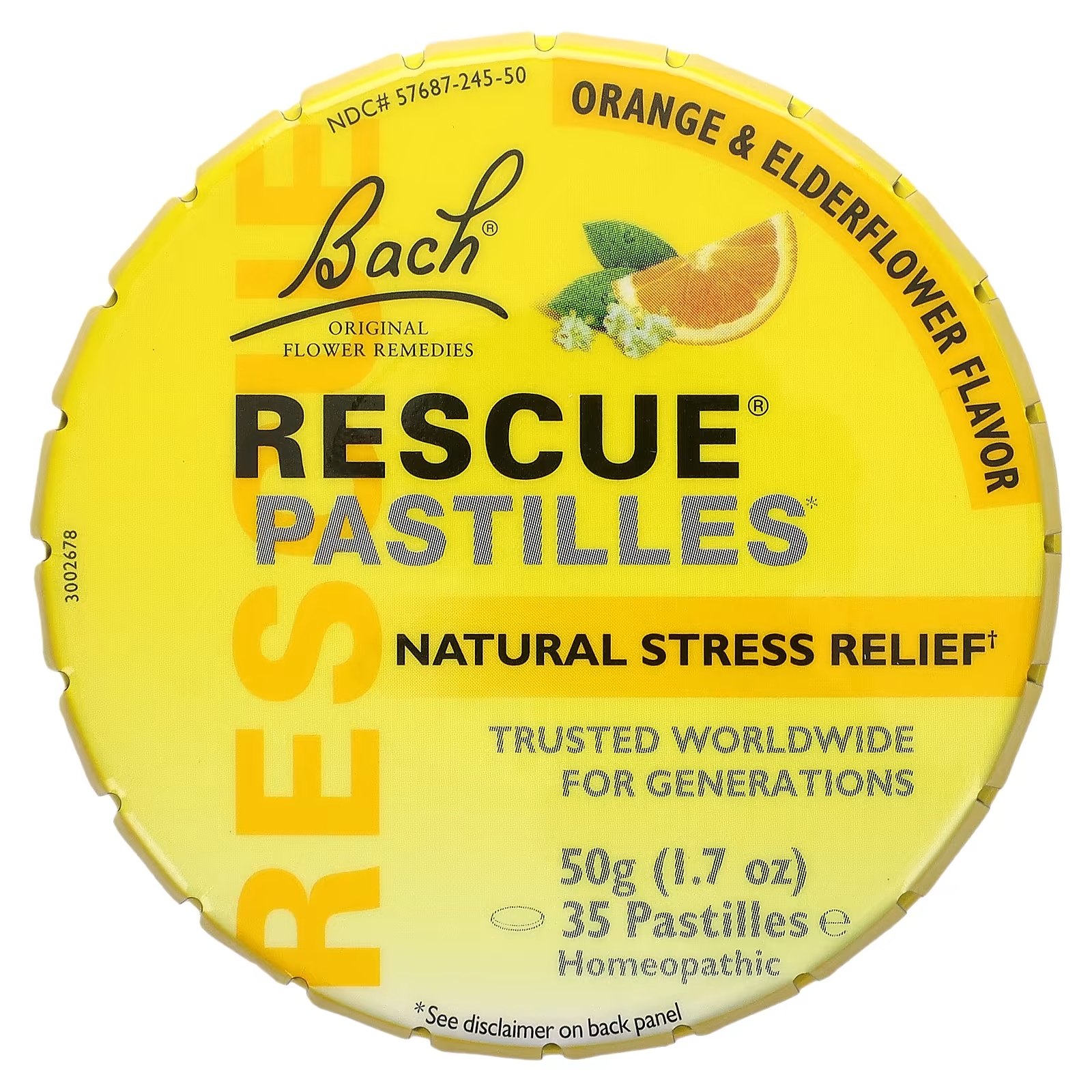 Bach Original Flower Remedies Rescue Pastilles натуральное средство от стресса апельсин и бузина, 35 пастилок
