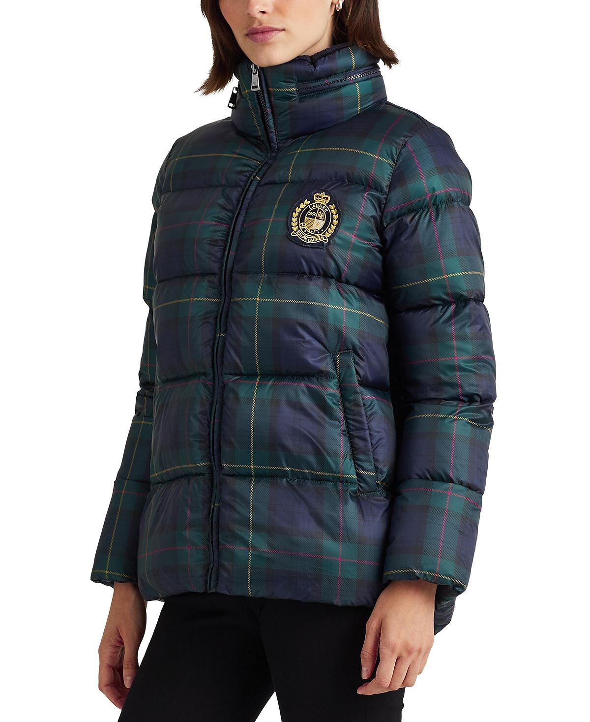 

Женское пуховое пальто в клетку glen с капюшоном Lauren Ralph Lauren, мульти