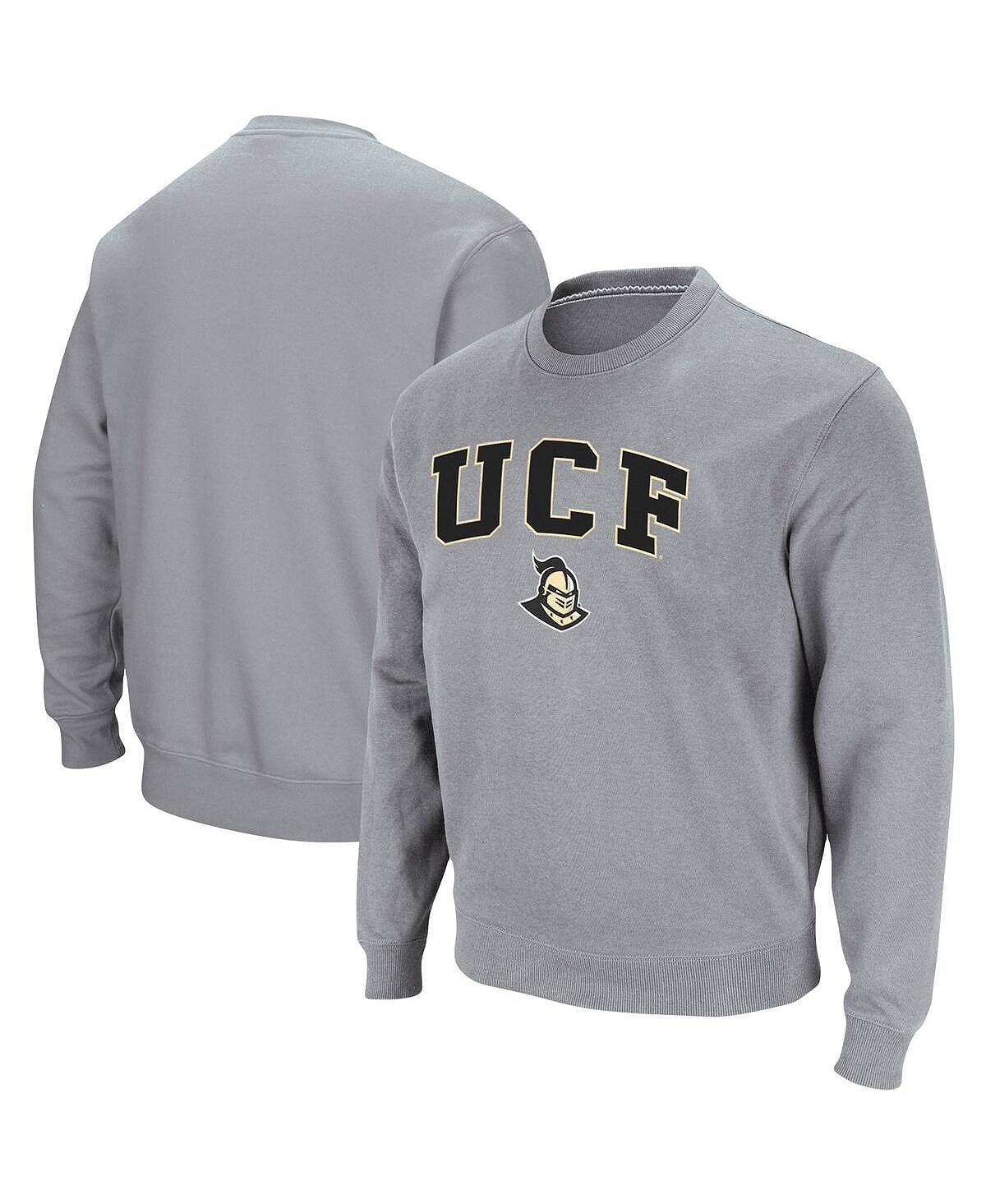 Мужская серая меланжевая толстовка ucf knights arch & logo tackle twill pullover sweatshirt Colosseum, мульти