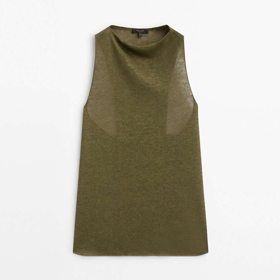 

Топ Massimo Dutti Crossover Back, хаки