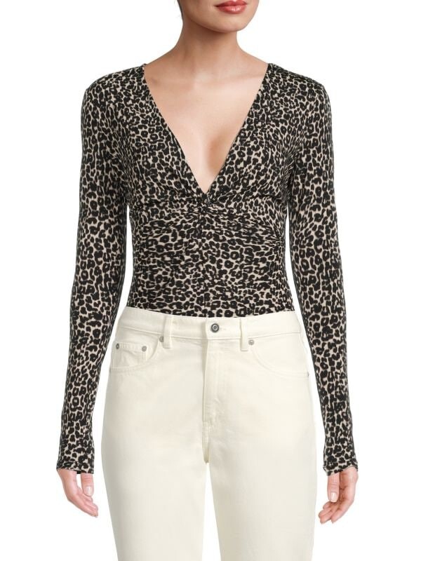 

Боди Donna Karan с леопардовым принтом и перекручиванием спереди Leopard
