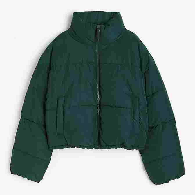 Куртка H&M Puffer, темно-зеленый