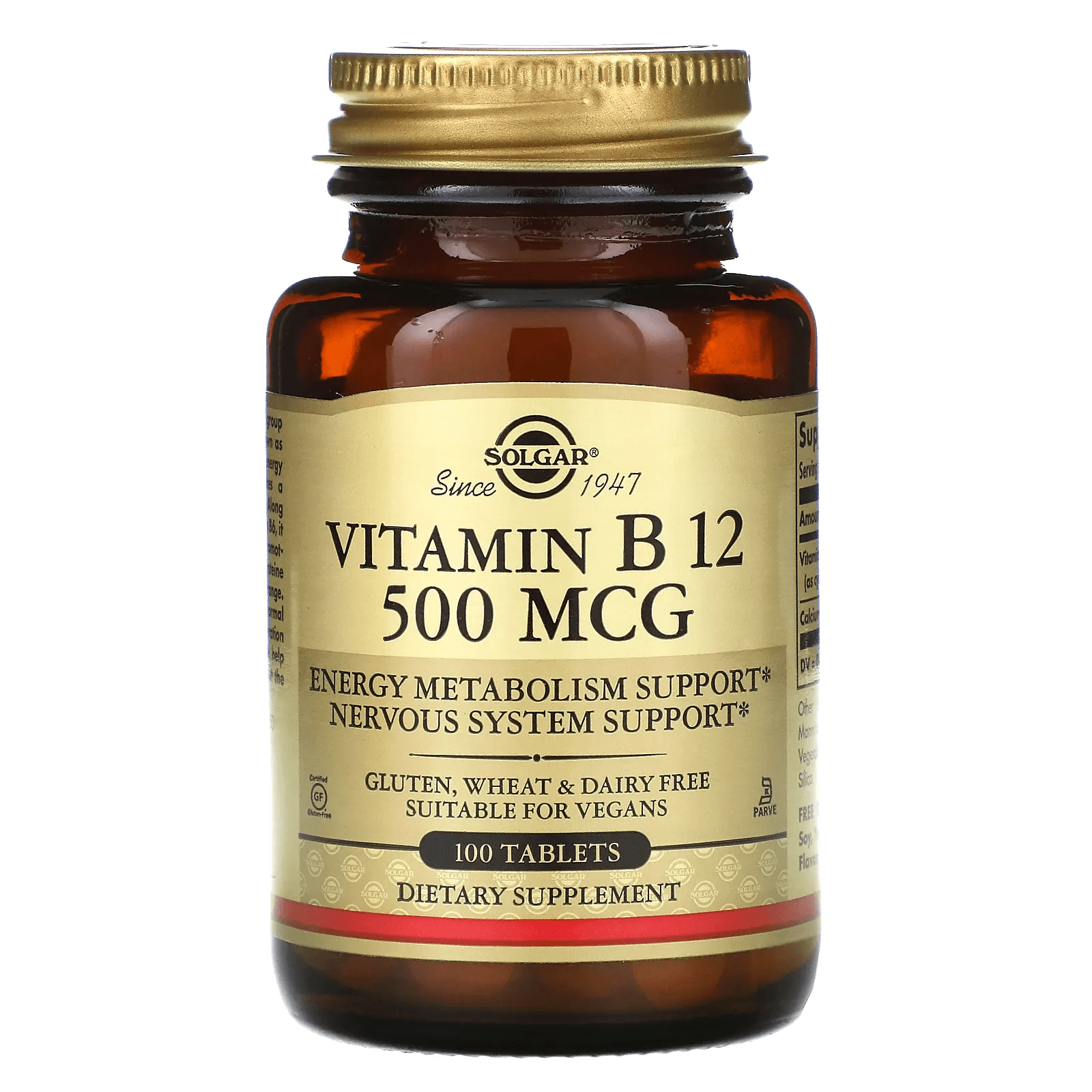 Витамин B12, 500 мкг, 100 таблеток, Solgar