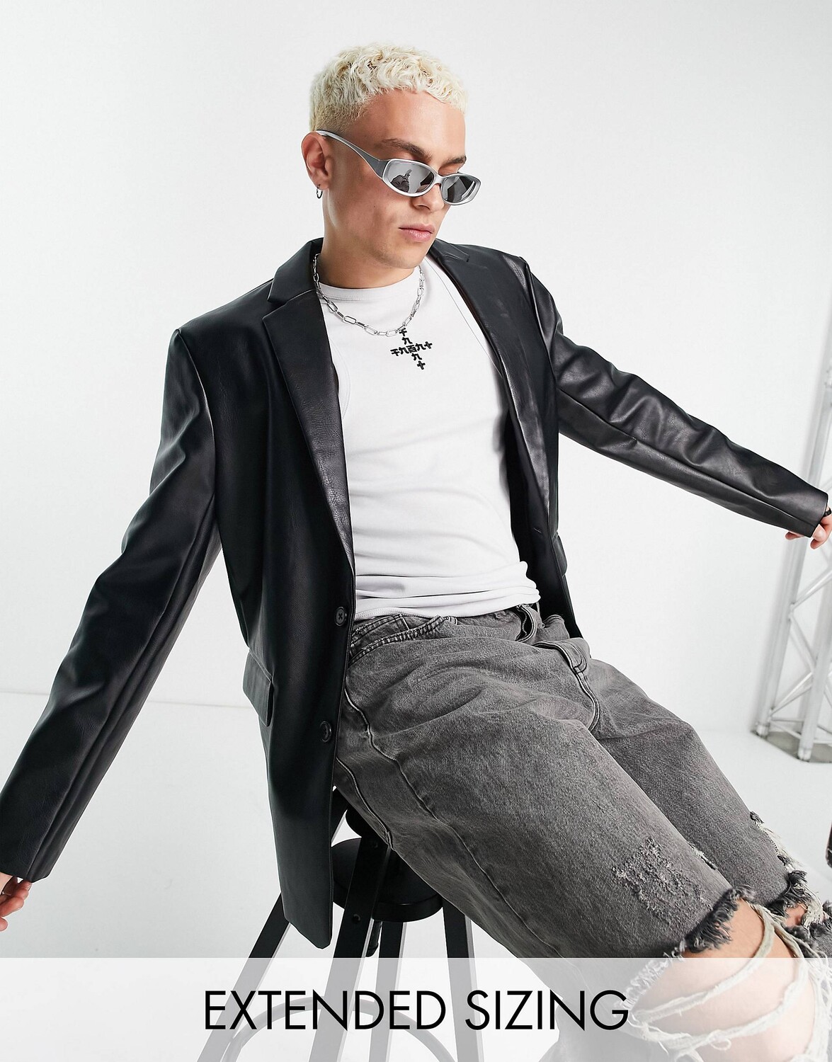 

Черный пиджак из искусственной кожи ASOS DESIGN