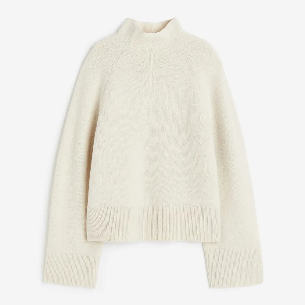 

Свитер H&M Wool-blend Mock-turtleneck, кремовый