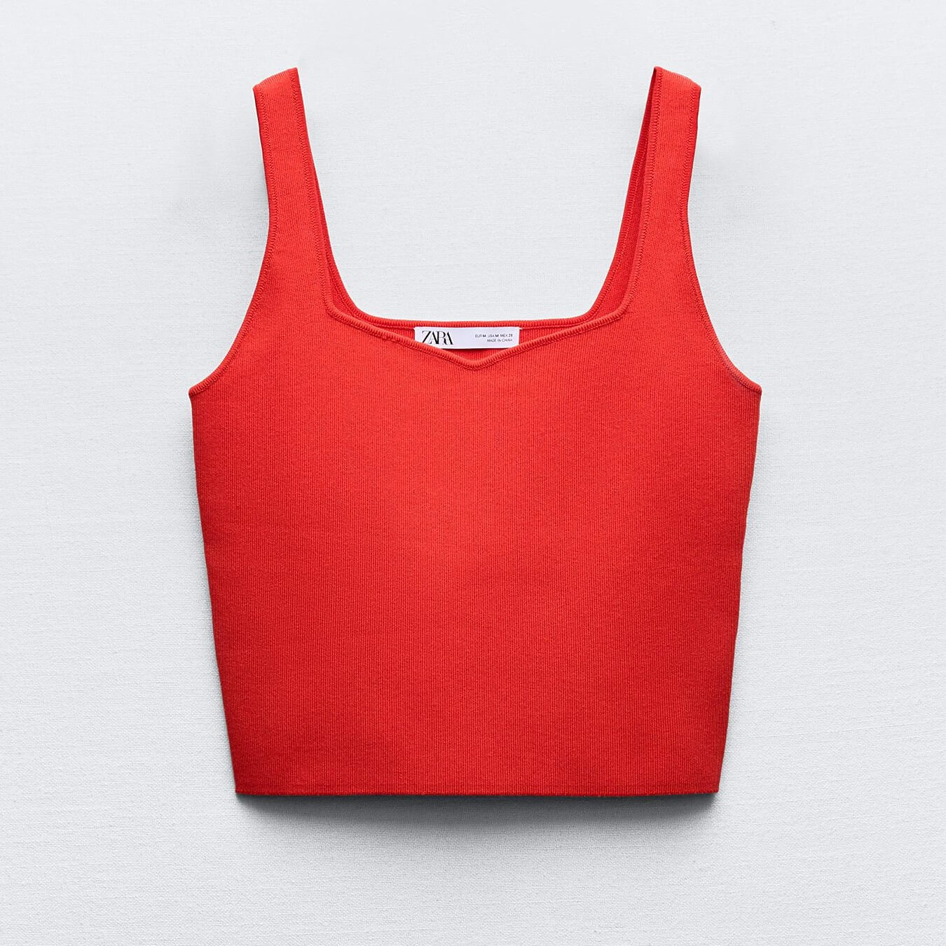 цена Кроп топ Zara Plain Knit, красный
