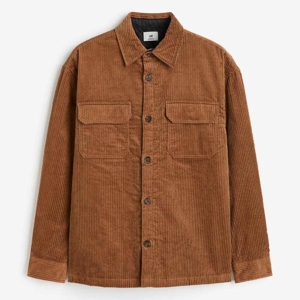 Куртка-рубашка H&M Loose Fit Corduroy, коричневый