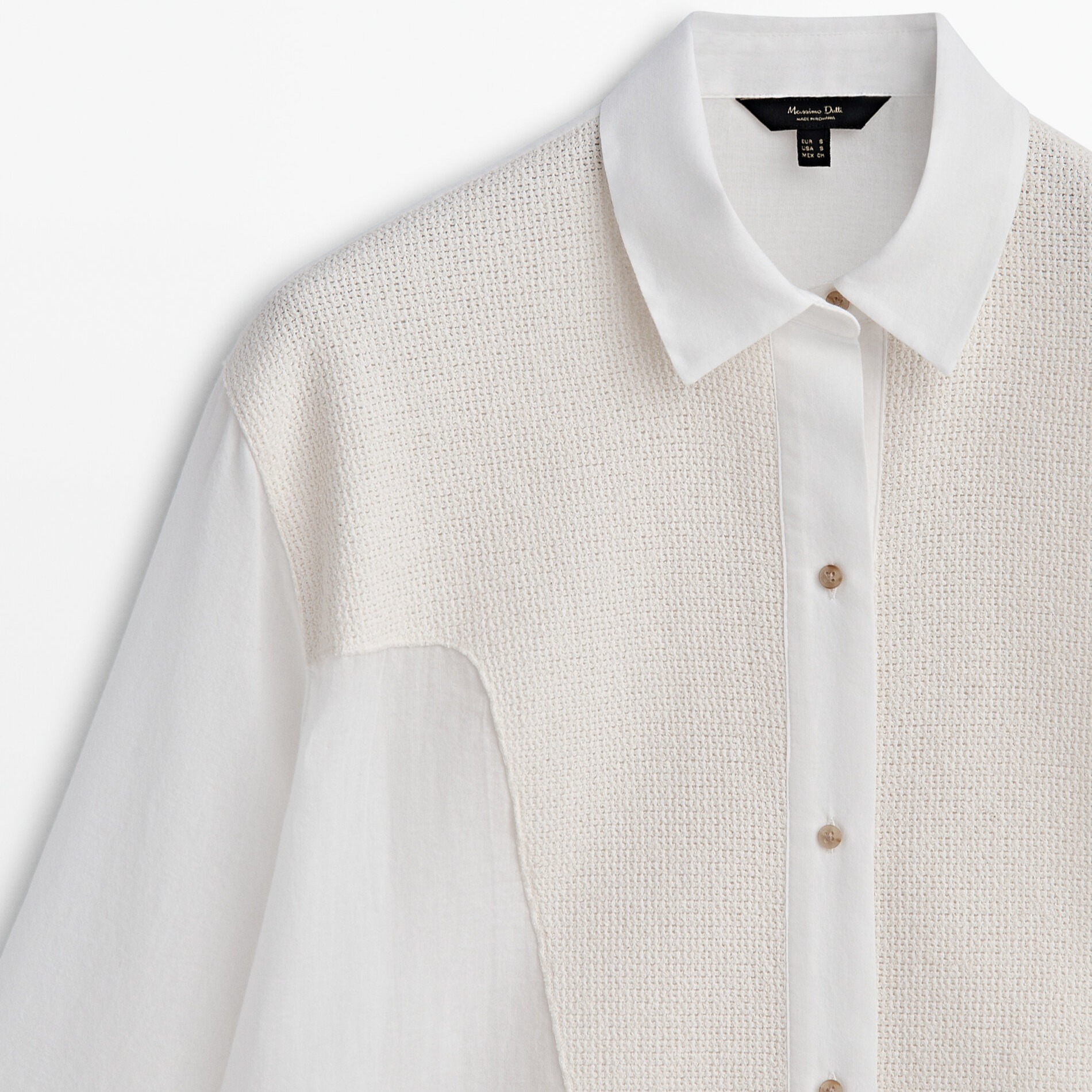 White details. Хлястик из ткани на рубашке. Massimo Dutti рубашка шитье белая хлопок. Рубашки материал белоснежный глянец. Рубашка massimo Dutti женская белая коричневый и синий.