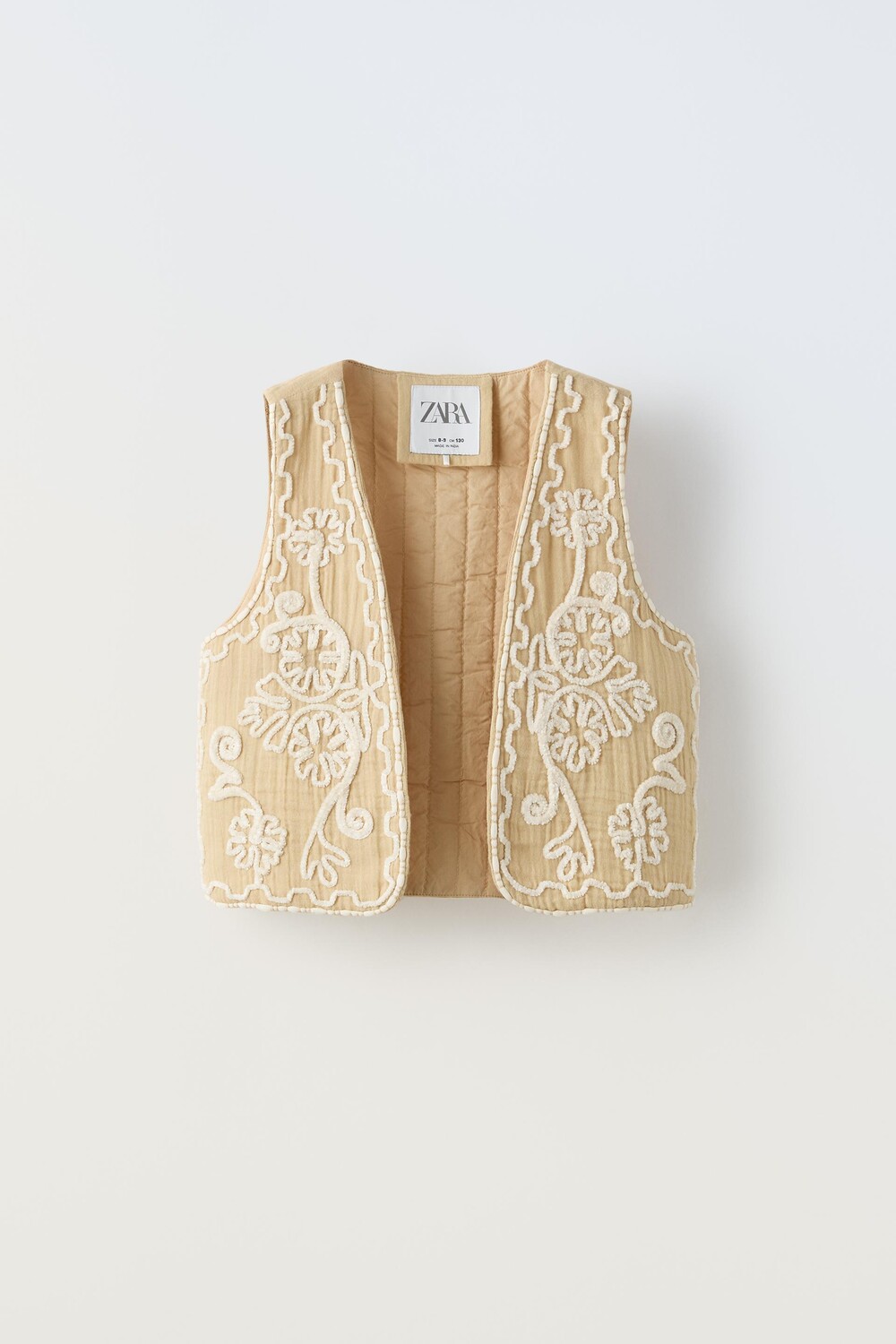 

Жилет детский Zara Embroidered, светло-бежевый