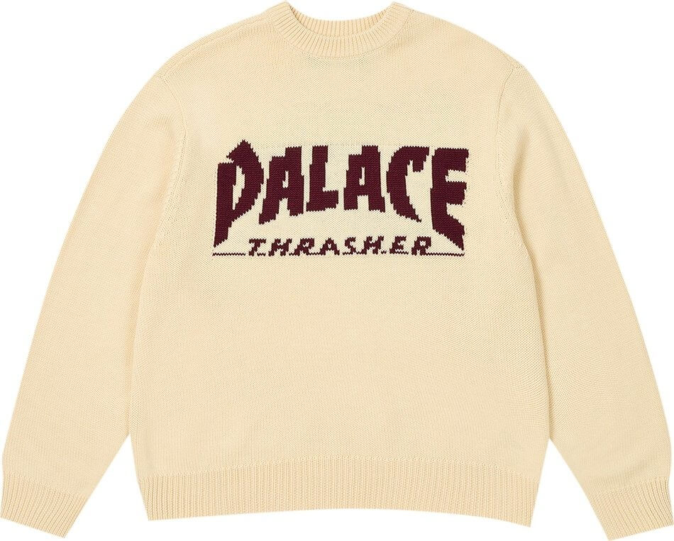 Свитер Palace x Thrasher, бежевый свитер с логотипом из смесовой шерсти ganni розовый