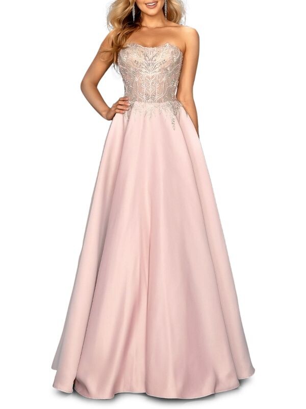 

Украшенное платье без бретелек Terani Couture Blush