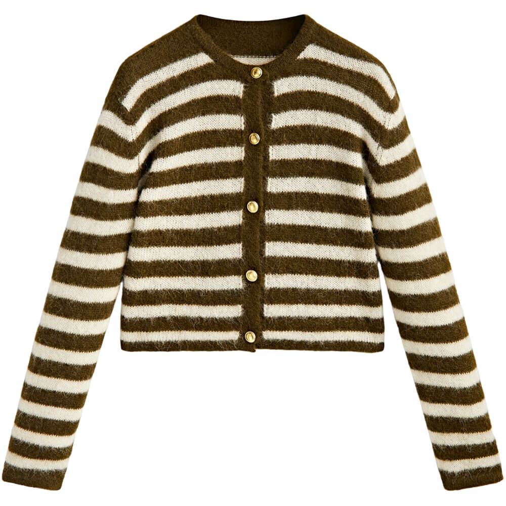 

Кардиган Massimo Dutti Striped Knit, зеленый