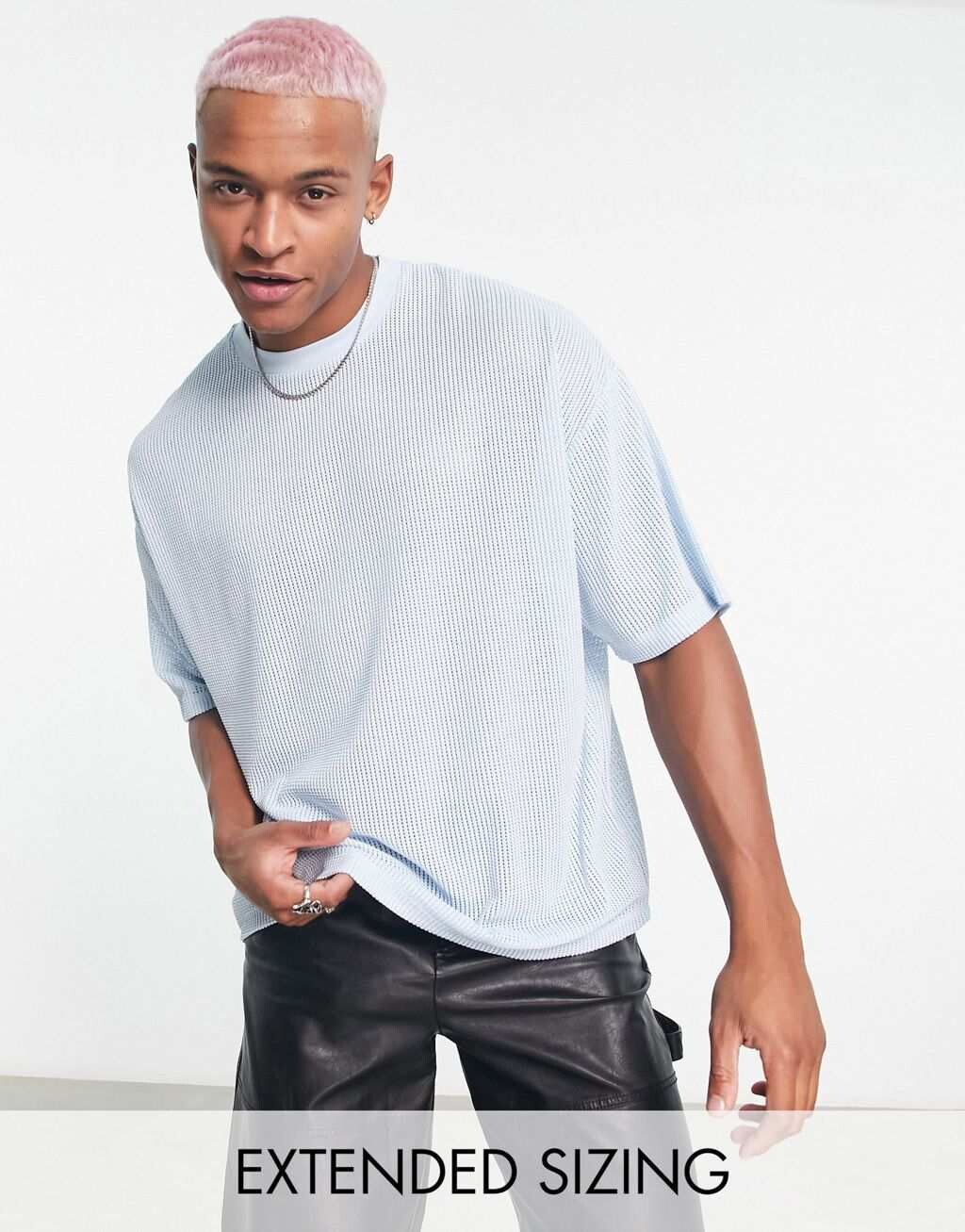 

Синяя фактурная крупная футболка оверсайз ASOS DESIGN, Синий