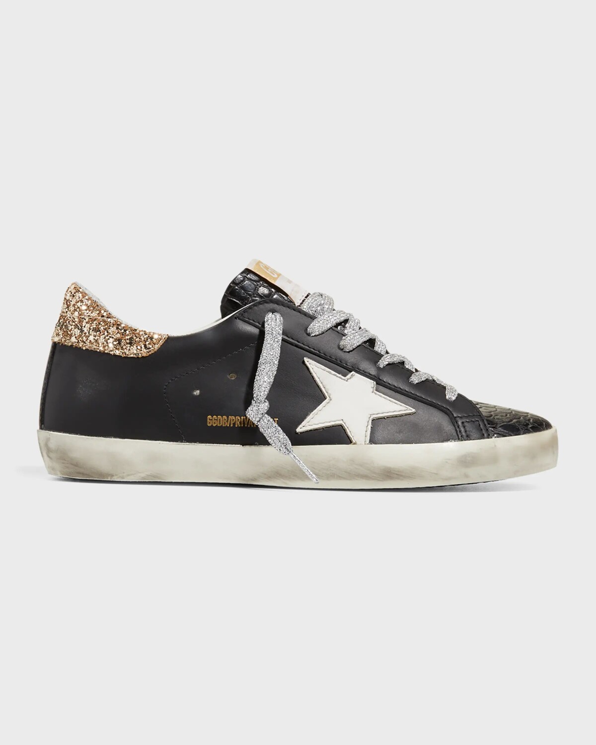 

Кожаные низкие кеды с блестками Superstar Golden Goose, цвет Black