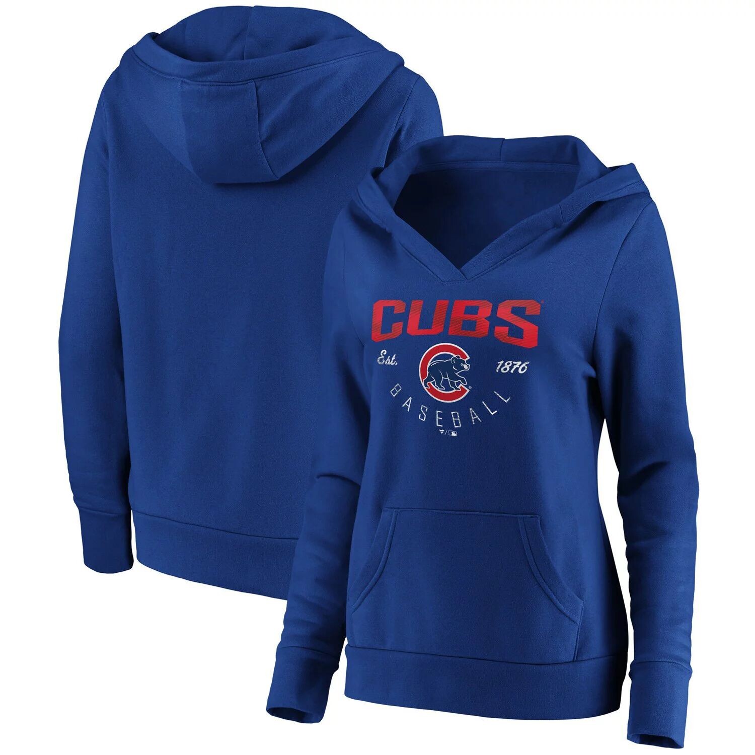 

Женский пуловер с капюшоном и v-образным вырезом Fanatics Royal Chicago Cubs Core Live For It Fanatics