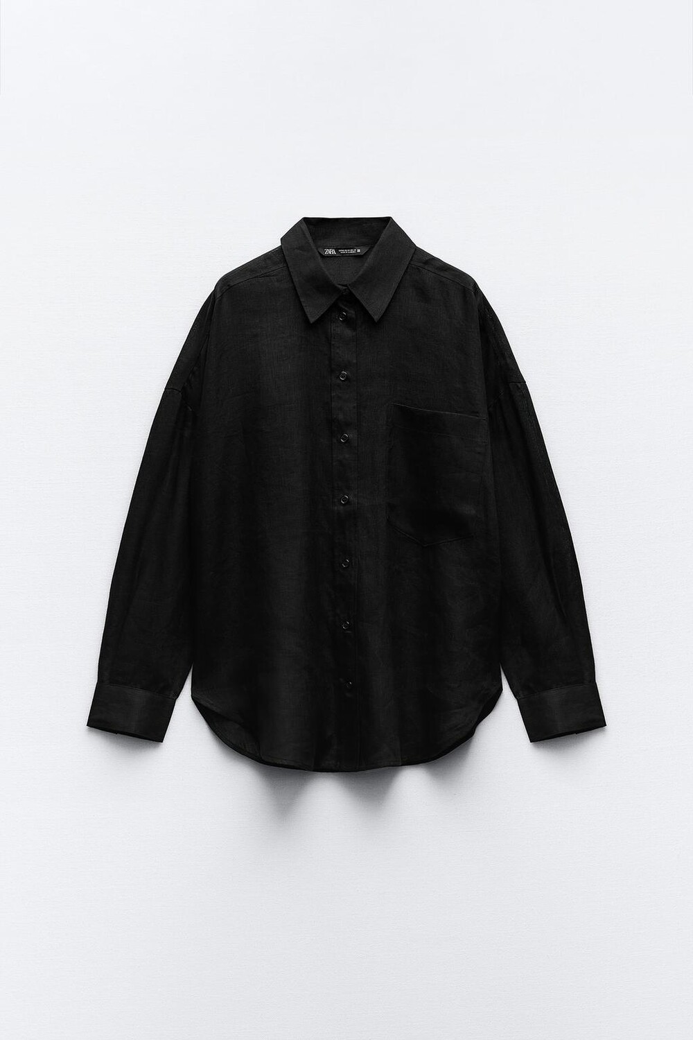 

Базовая рубашка из 100% лена ZARA, черный