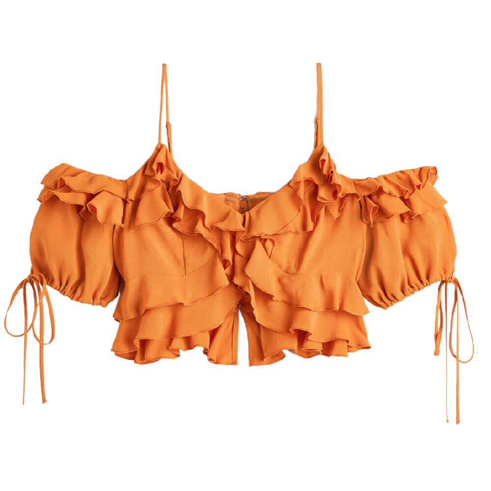 

Топ H&M Flounced Off-the-shoulder, оранжевый