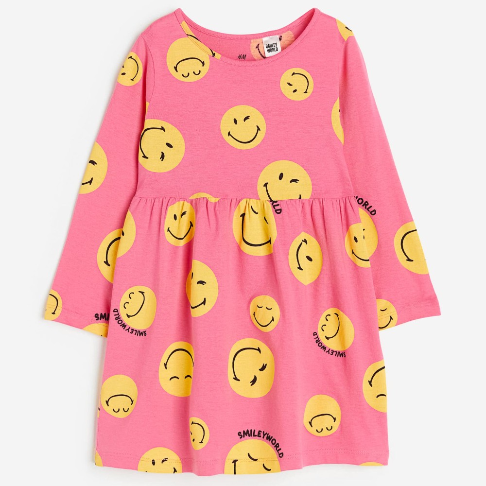 Платье H&M Kids Patterned Cotton SmileyWorld, розовый