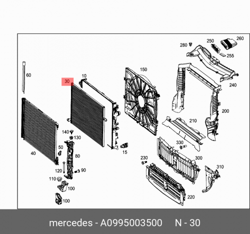 Радиатор низкотемпературного контура A0995003500 MERCEDES-BENZ коврик для багажника mercedes benz e class w212 w213 c207 c238