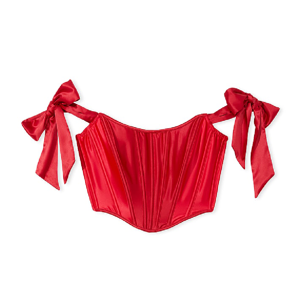 цена Топ-корсет Victoria's Secret Satin Bow-Tied Corset, красный