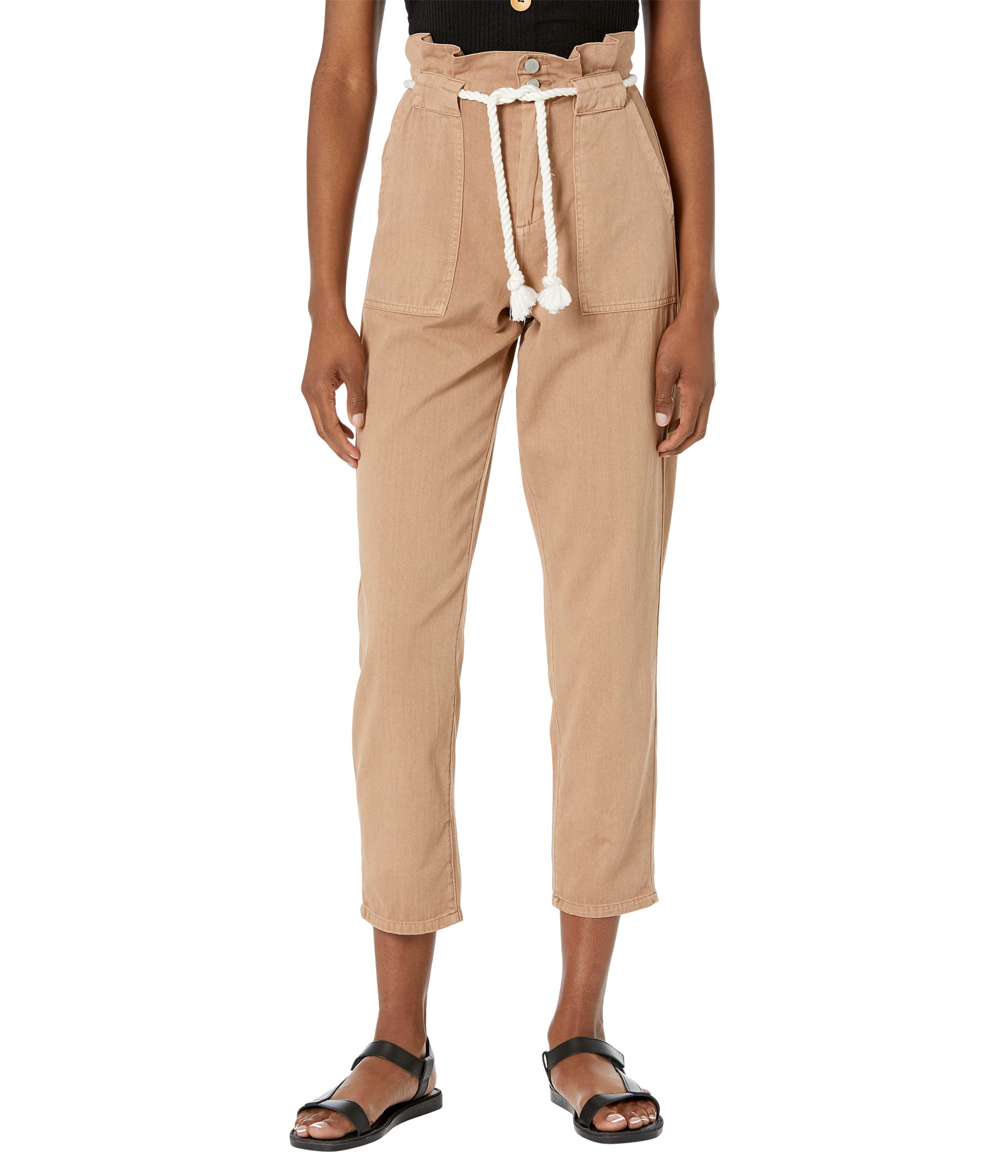 Брюки Blank NYC, Paperbag Pants with Patch Pockets and Rope Belt in Suntan