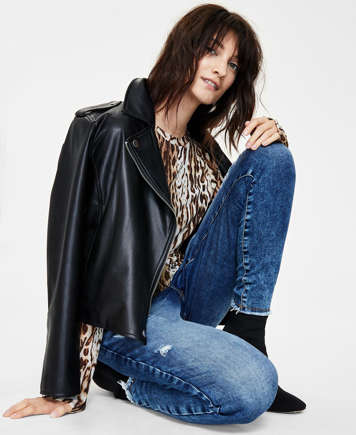 цена Женская куртка из искусственной кожи, созданная для macy's INC International Concepts, мульти