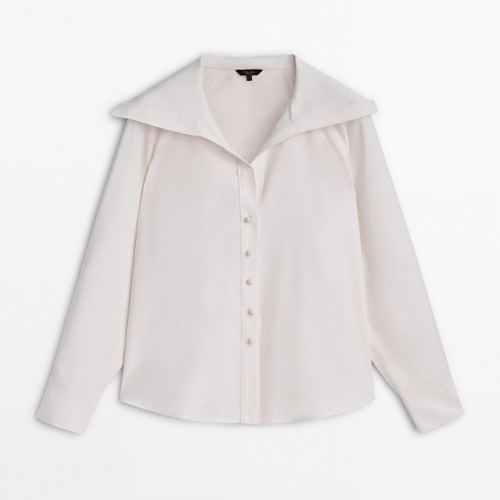 

Рубашка Massimo Dutti Voluminous Collar And Ceramic Buttons, кремовый