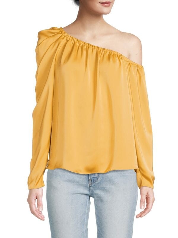 

Атласный топ Ramy Brook на одно плечо illeana, butterscotch