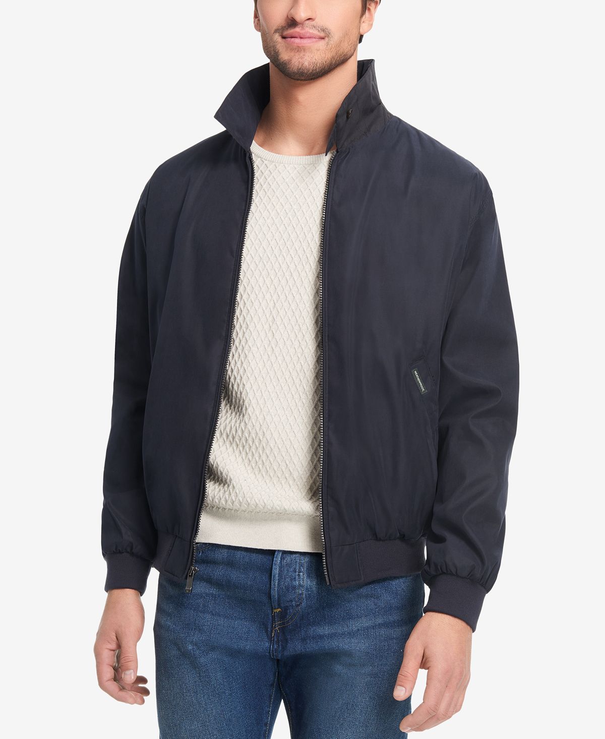 цена Мужская легкая куртка-бомбер с молнией во всю длину для больших и высоких мужчин Weatherproof, синий