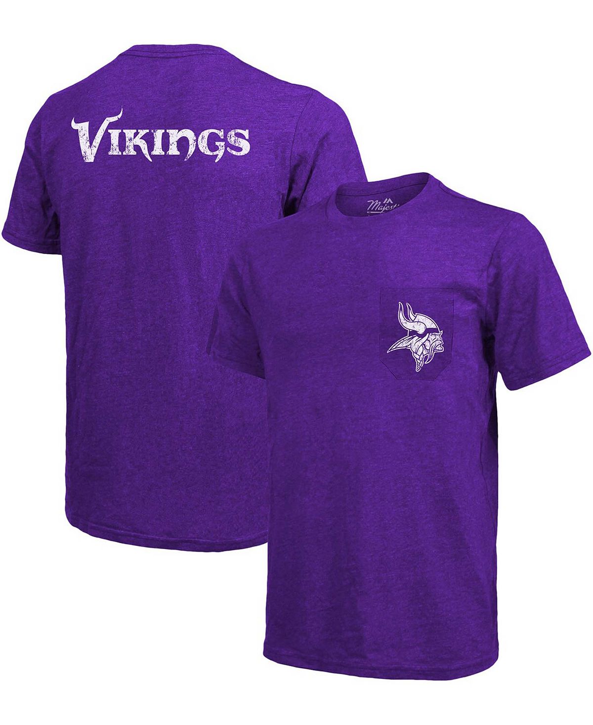 Футболка minnesota vikings tri-blend pocket pocket - пурпурный Majestic, фиолетовый черная футболка с принтом tri blend pocket atlanta falcons majestic черный