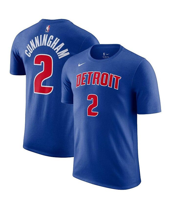 

Мужская синяя футболка Cade Cunningham Detroit Pistons Icon 2022/23 с именем и номером Performance Nike, синий