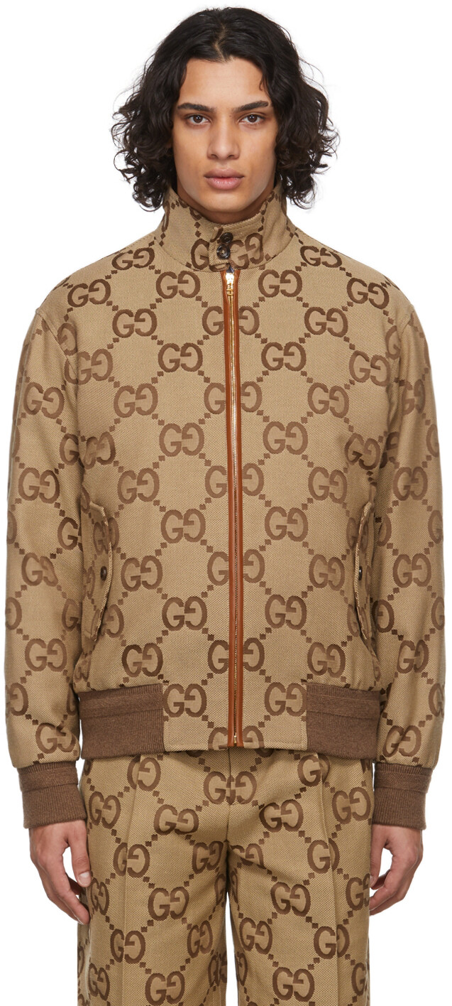 

Бежевая куртка Jumbo из плотной ткани с узором GG Gucci, Бежевый