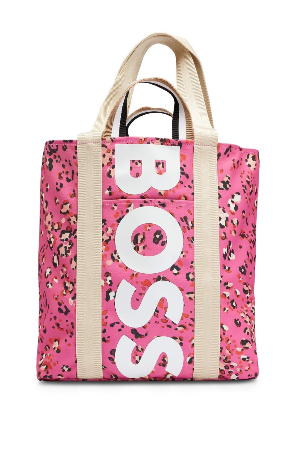 

Сумка-тоут Boss Structured-canvas With Seasonal Print And Logo, бежевый/розовый