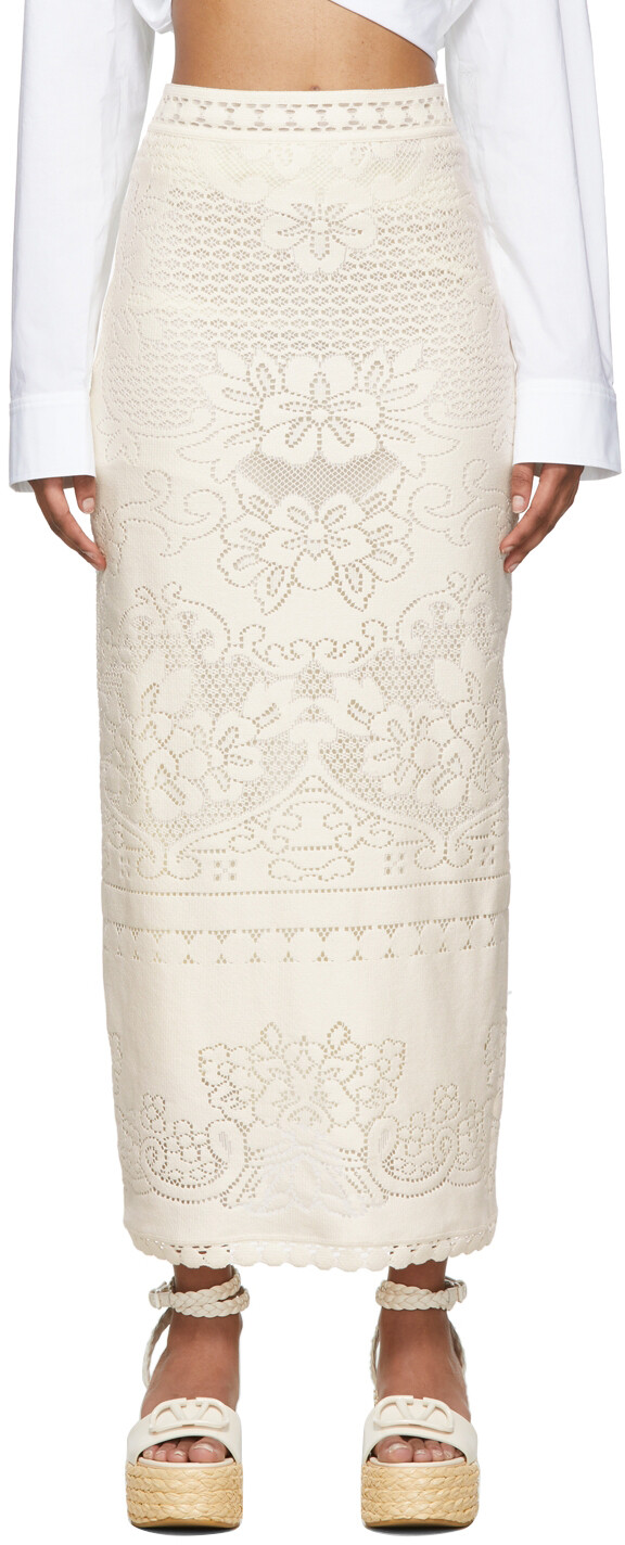 

Хлопковая юбка с пионами Off-White Valentino