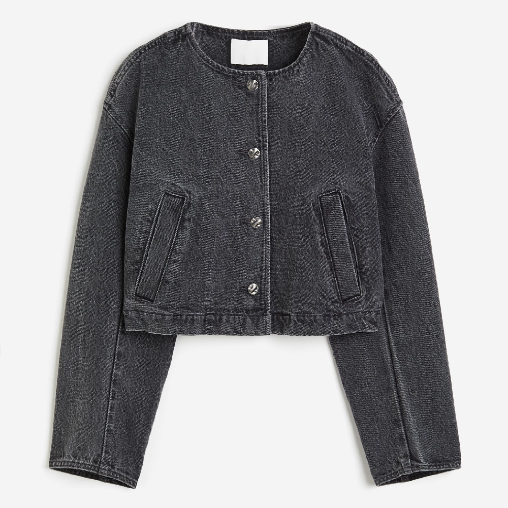 Куртка джинсовая H&M Cropped, темно-серый