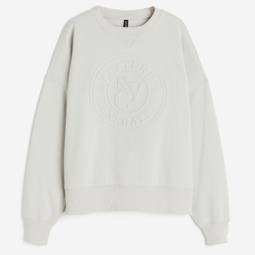 

Свитшот H&M Oversized With Motif NYC, светло-серый