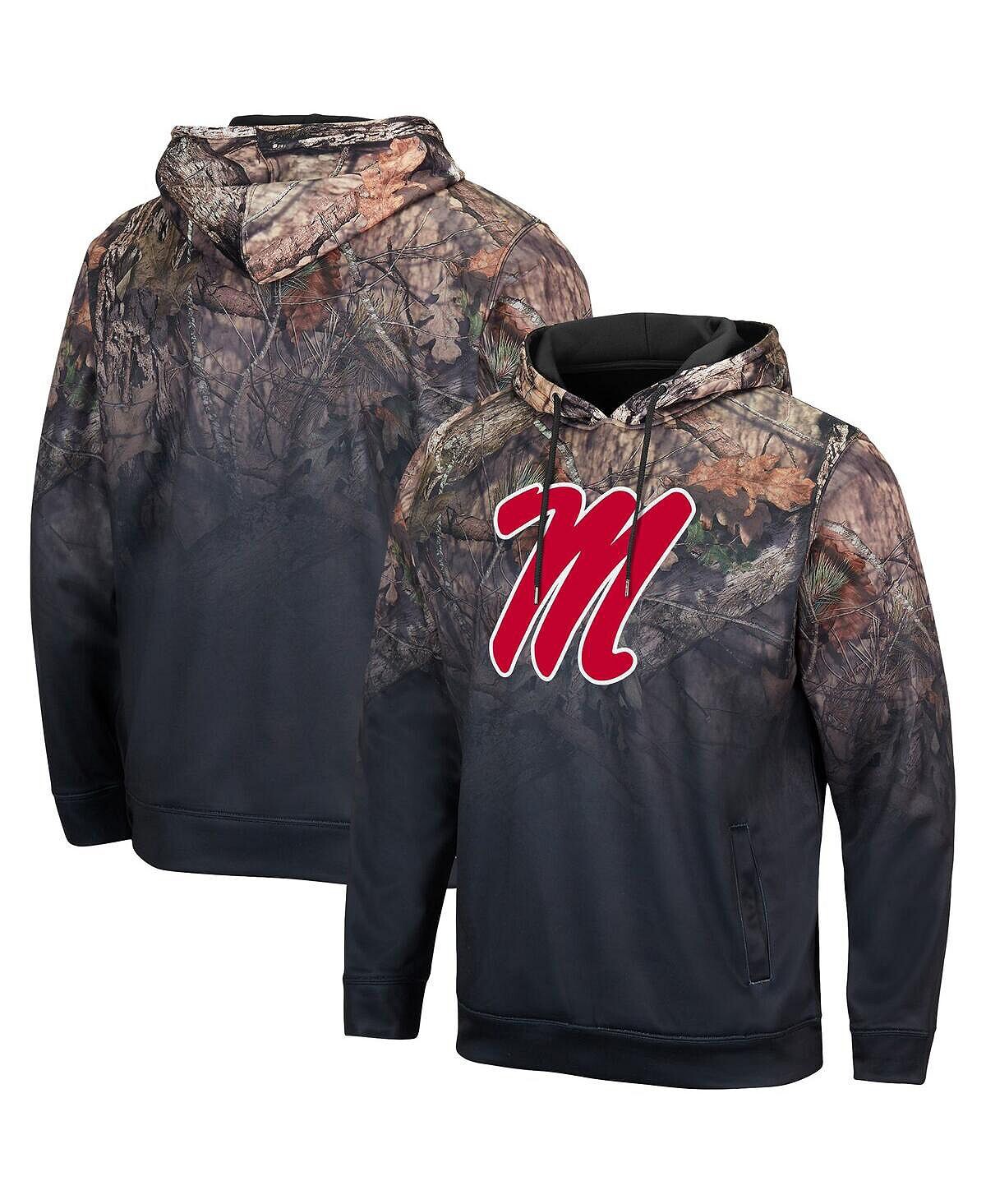 

Мужская толстовка с капюшоном black ole miss rebels mossy oak pullover Colosseum, черный