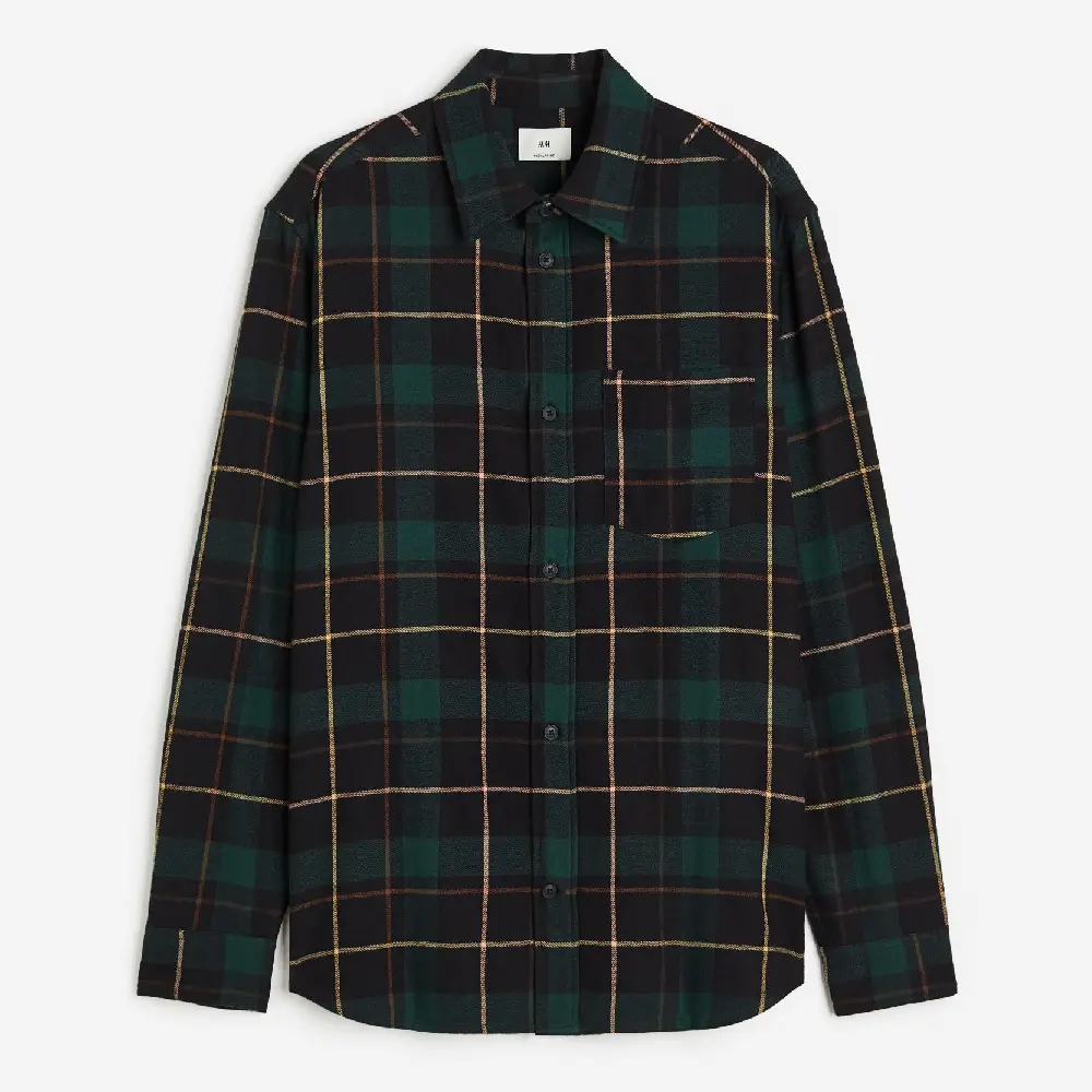 

Рубашка H&M Regular Fit Flannel, темно-зеленый