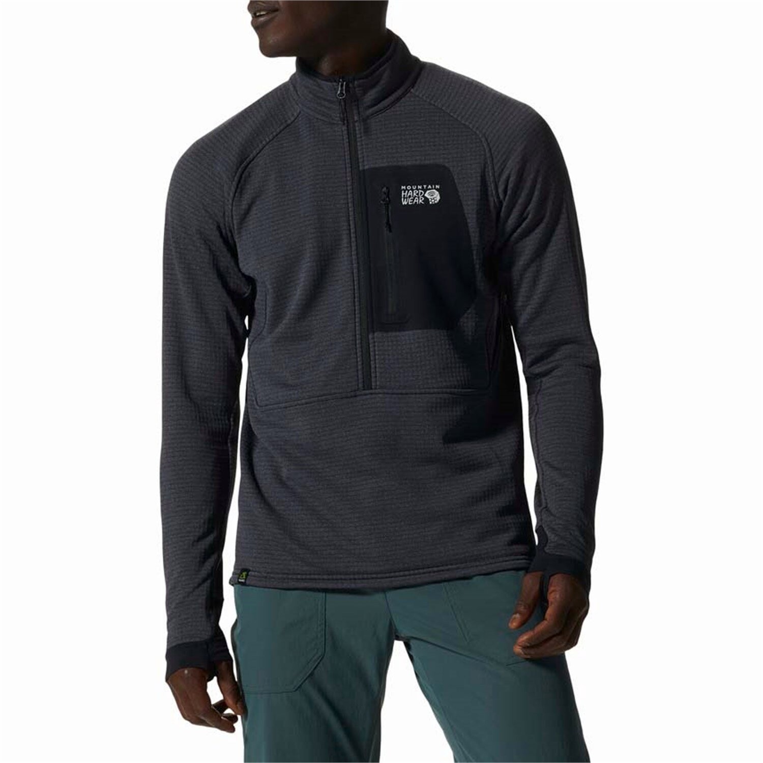 

Куртка Mountain Hardwear Polartec Power Grid с молнией до половины, синий