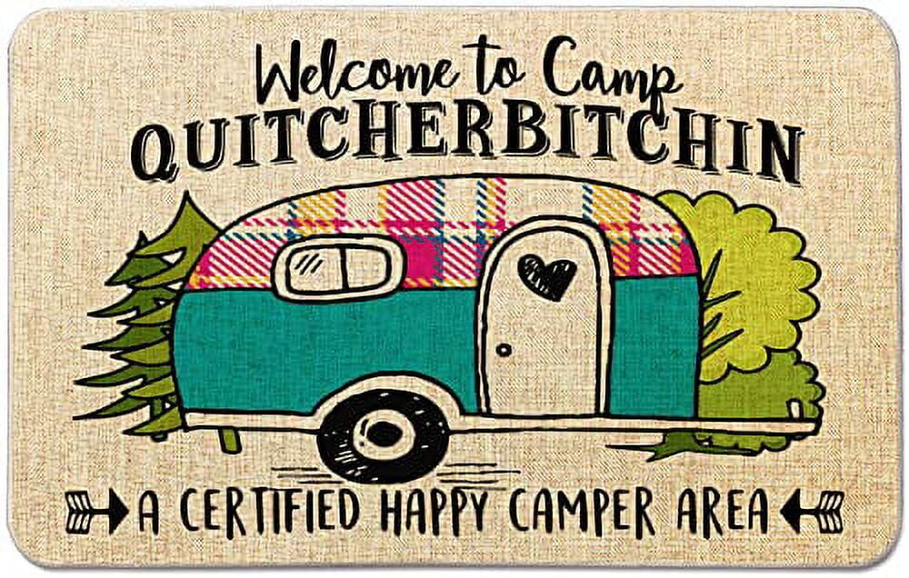

Декоративный коврик для кемпинга Happy Camper 27,5X17 дюймов, бежевый