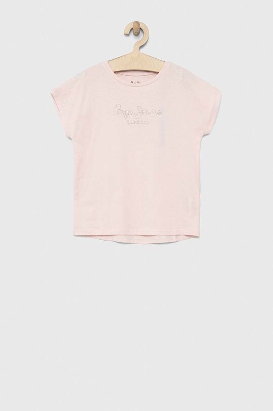 

Детская хлопковая футболка Pepe Jeans Nuria, розовый