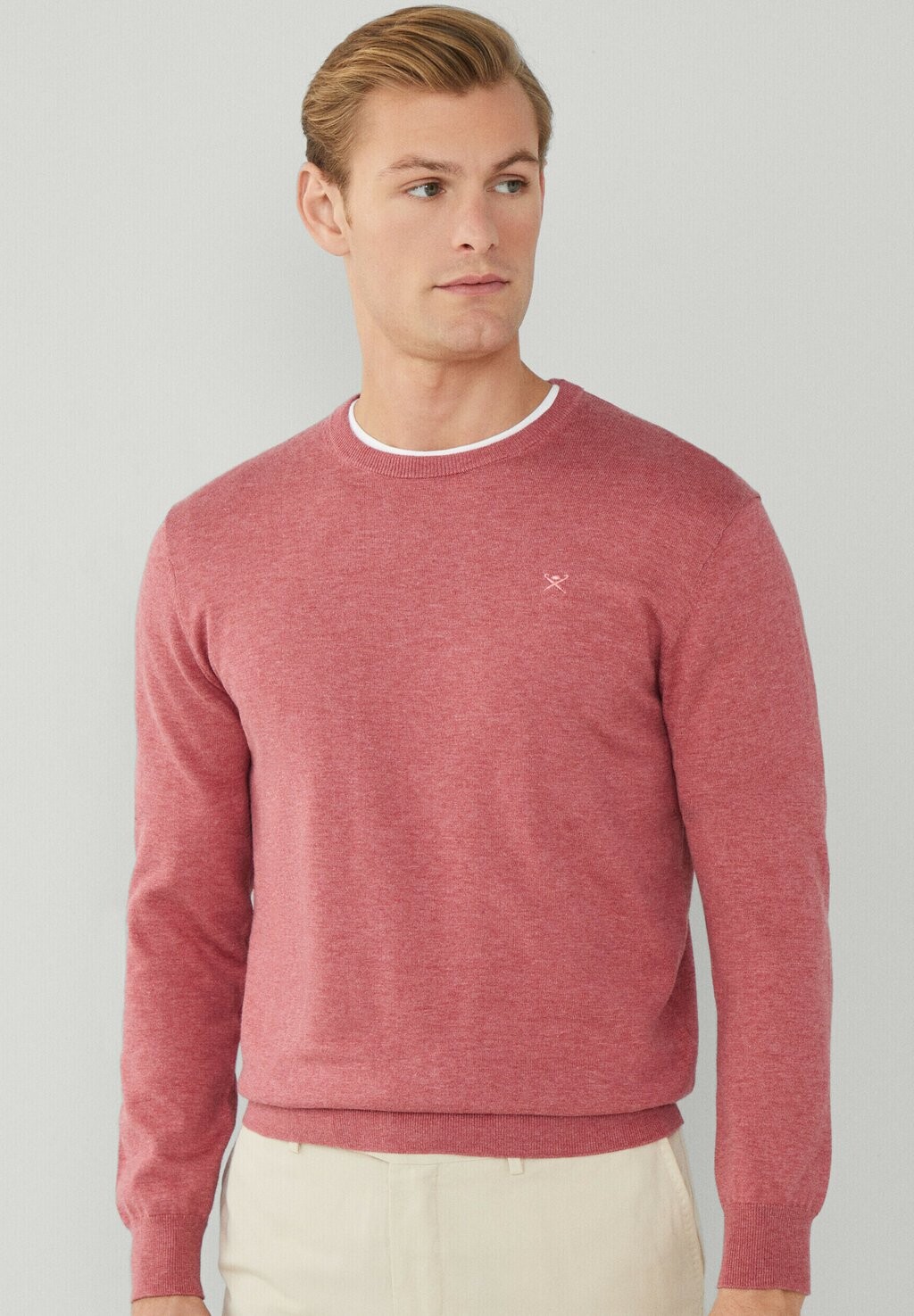 

Вязаный свитер CREW Hackett London, цвет dusty red