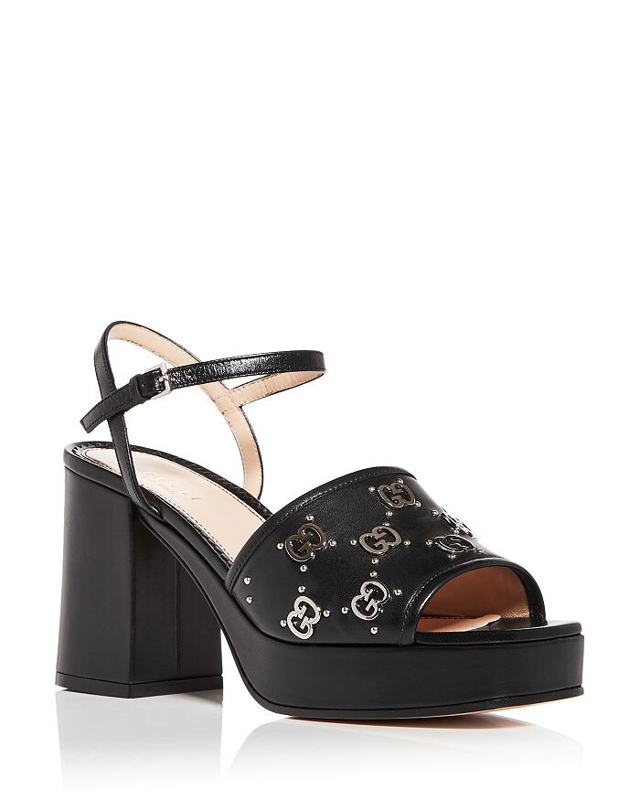 

Женские босоножки на платформе с блочным каблуком и декором GG Gucci