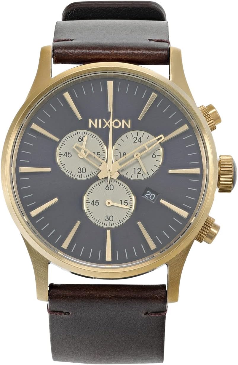 Часы Sentry Chrono Leather Nixon, цвет Gold/Indigo/Brown