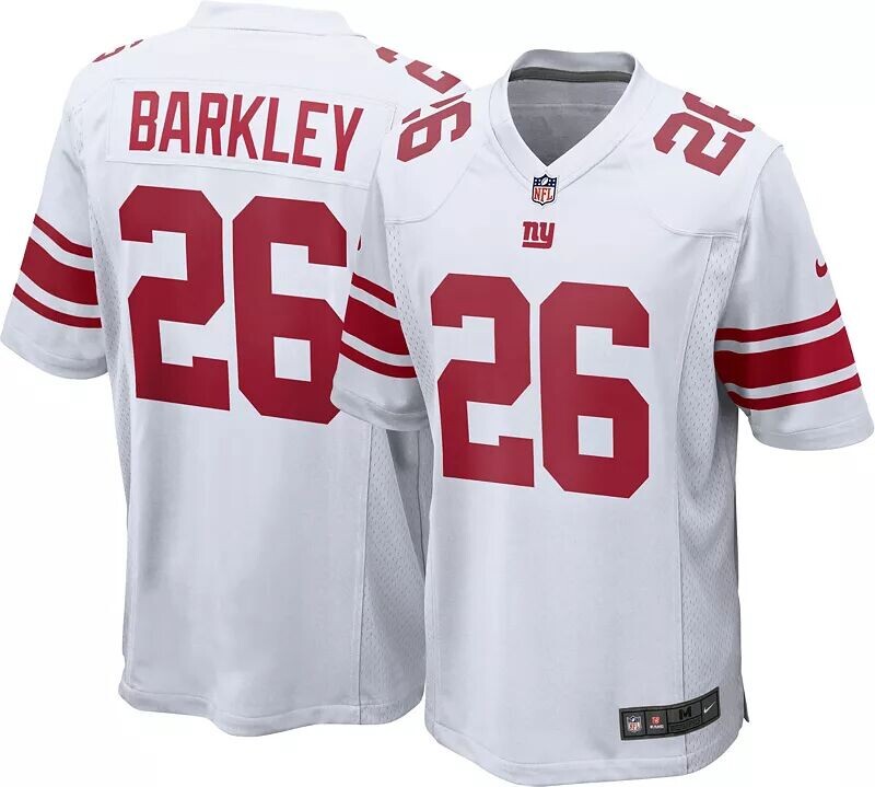 

Мужская белая игровая майка Nike New York Giants Saquon Barkley #26