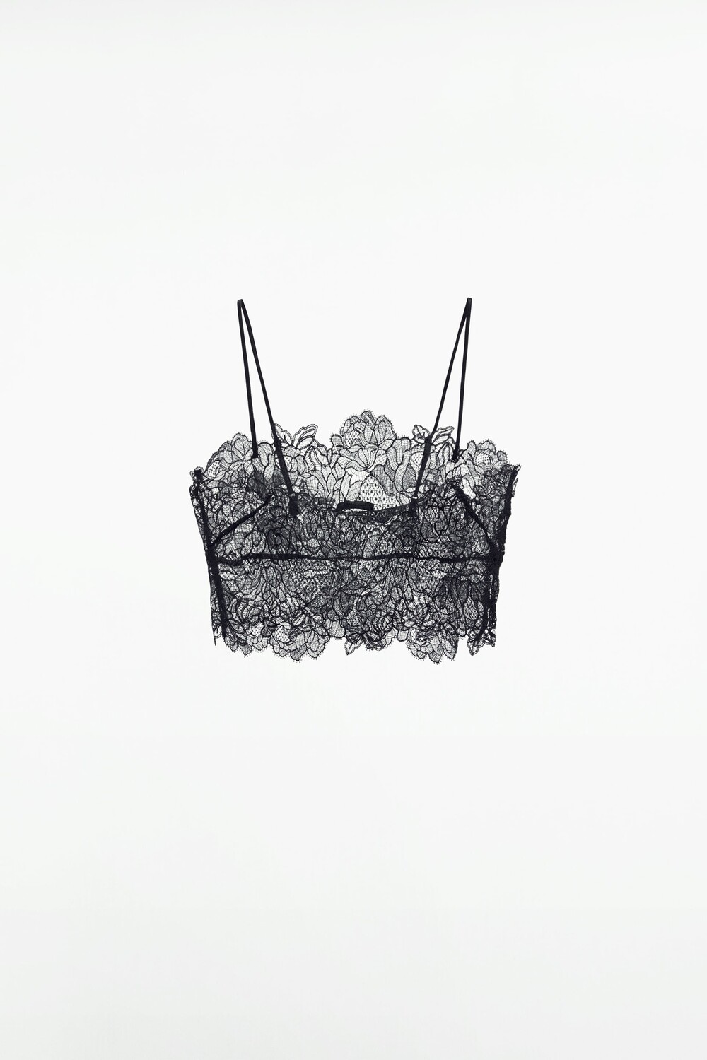 

Короткий кружевной топ Zara, черный