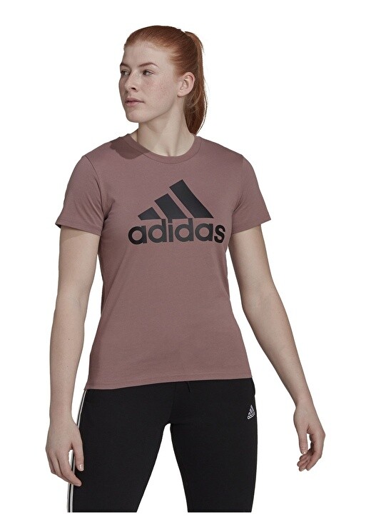 

Черная женская футболка с принтом «Пыльная роза» с круглым вырезом Adidas