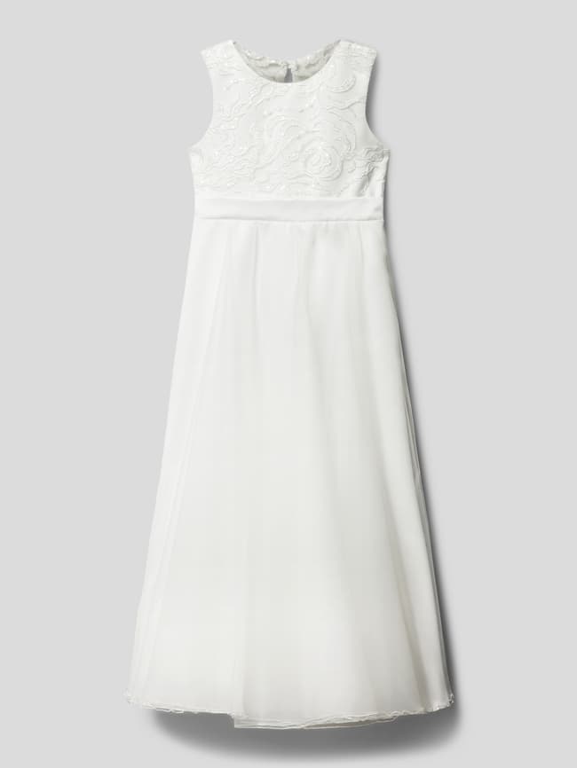 Платье с кружевной отделкой Monny, экрю комбинированная рубашка с кружевной отделкой zara экрю